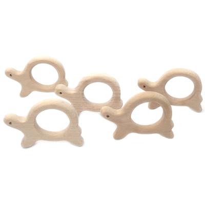 China Eco-Friendly Tortoise Shape100% Food Grade Wooden Teether Toy Baby Teether Wooden Teething Ring for sale