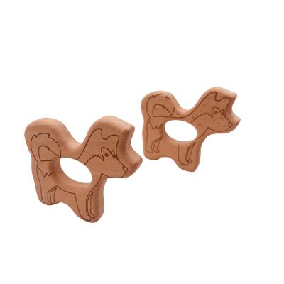 China Eco - Friendly Natural Wooden Dog Train Teether Baby Grasping Toys For Jewelry Making Beech Wooden Teether for sale