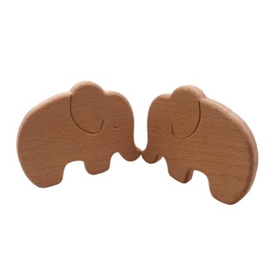 China Wholesale Custom Baby Eco-Friendly Logo Natural Wooden Elephant Animal Beech Wood Teether for sale