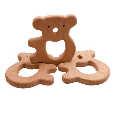 China Eco-Friendly INS Baby Teether Toys Bear Rodent Wooden Beech Bracelet Pacifier Animal Pendant Teether for sale