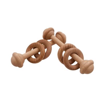 China Eco-Friendly Montessori Styled Baby Organic Wooden Rattle Striking Teething Toy For Toddlers Natural Toys for sale