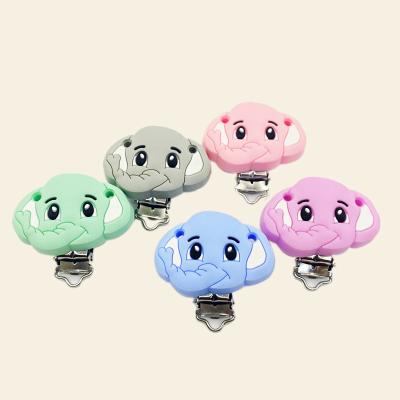 China Free Wholesale Price Logo Silicone Pacifier Clip Elephant Custom Logo Baby Bead Pacifier Clip Custom BPA for sale