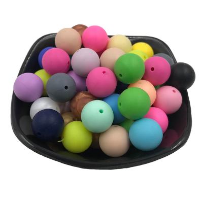 China Teething Jewelry Making Free Sample 90 Different Colors Stocked Classic Round Silicone Teething Beads For Jewelry Making for sale