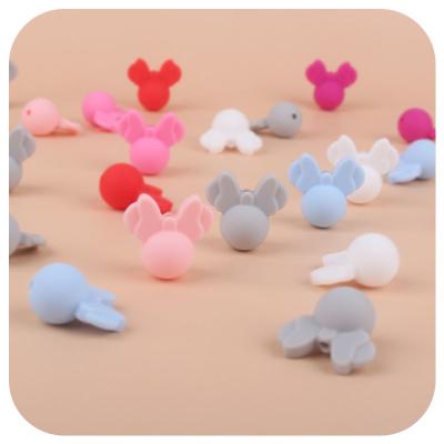 China Baby Chewable Beads Mouse Head Silicone Beads Baby Teether Animal Beads BPA Free Baby Chew Toy Gift Nursing Necklace Bead for sale