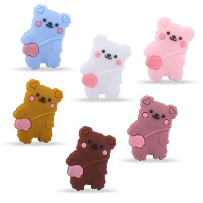 China Baby Chewable Beads Kids Teether Toys Wholesale BPA Free Babies Teething Shape Beads Silicone Baby Bear Bead for sale