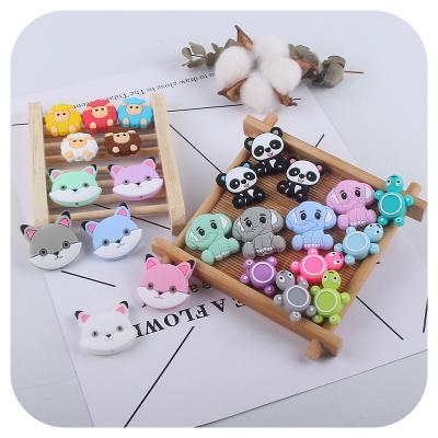 China Baby Chewable Beads New Design Food Grade BPA Free Wholesale Elephant/Cat/Sheep/Turtle Panda Soft Animal Teether Silicone Beads Baby for sale