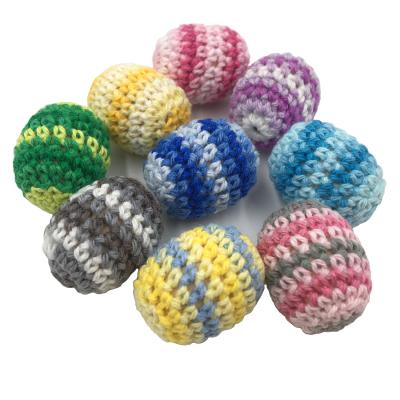 China Toy Wooden Crochet Cotton Wood soft Teether bead for teething baby toys for sale