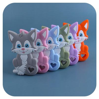 China Baby Chewable Beads BPA Free Cute Autism Sensory Baby Teething Toy Teether Silicone Baby Fox Animal Teether for sale