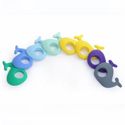 China Baby Beads Chewable Hot Selling Design BPA Free New Whale Shape Silicone Teether Toys Soft Safe Silicone Teether for sale