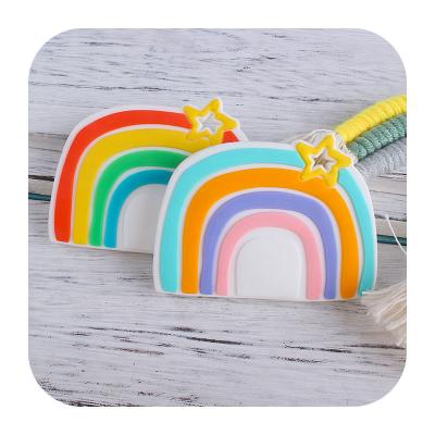 China New Design Wholesale Silicone Cute Baby Beads Rainbow Silicone Teether Infant Cartoon Chewable Toy Food Grade Animal Soft for sale