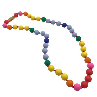 China Soft Toy Teether - rainbow silicone teething care necklace for mom and baby - BPA free - latex free for sale