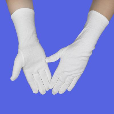 China Army Quality Fork 33cm Long Cuff White Cotton Cloth Hand Gloves Marching Band Military Ceremonial Uniform Parade for sale