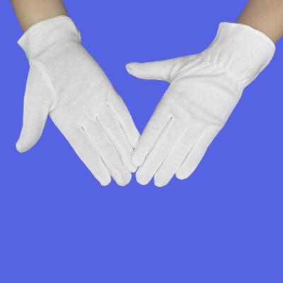 China Wholesale Cheap Single Fork No Slip Men Cotton Polyester PVC Uniform Dot White Gloves For Funeral With Grab Back Elastic Dots for sale