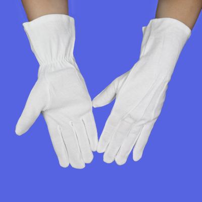 China Palm Grip Fork Anti Slip Elastic Cuff 31cm Long Cotton Parade Uniform Army Quality Cuff White Gloves Military Ceremonial Hand Uniforms for sale