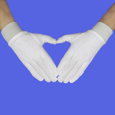 China Factory Cheap Price Poly Coupling Production Line White Polyester Cotton Industrial Work Safety Gloves With Elastic Knitted Cuffs for sale