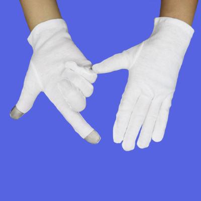 China Custom Touch Screen White Hand Gloves 100 Percent Cotton Cloth Hand Jewelry Camera Band Cosmetic Daily Work for sale