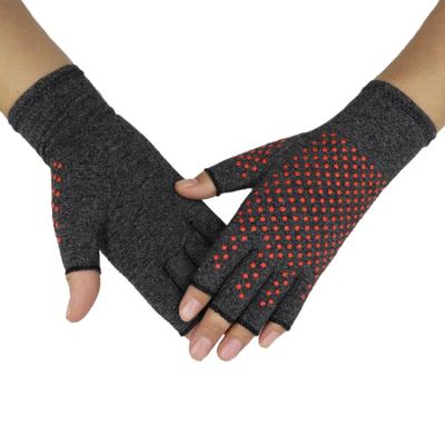 China Custom Fork Infrared Dotted Rheumatoid Arthritis Compression Fingerless Typing Hand Therapeutic Cotton Spandex Gloves For Pain for sale