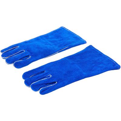 China BBQ / Durable / Anti-scalding / High Temperature Resistant / Dexterity Blue Soft Thick Genuine Duck Cowhide Road Tools Flame Retardant Cutting Puncture Lined Leather Welding Gloves With Aluminum Foil for sale