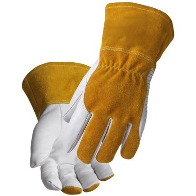 China Durable Protection / Hand / Abrasion / Dexterity Black Fully Lined Goat Skin Palm Split Cowhide Back Finger Seamless Stallion Comfortable High Dexterity MIG TIG Welding Glove for sale