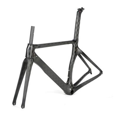 China 700C Bike Factory Direct Warranty 5 Years Air Pack Non Brand Matte Black Road Bike Carbon Frame for sale