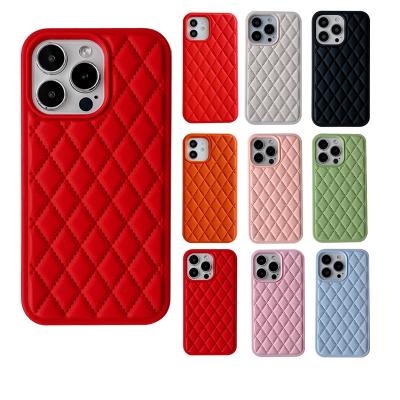 China Lattice Lingge Rhombus Cell Phone Shockproof Case Cover Lingge Grid Pattern Soft Silicone For iPhone 13 12 11 XR XS X pro Max Mini for sale