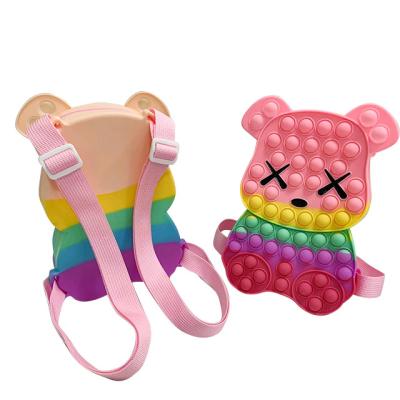 China New Popular Silicone Push Mini Bag Animal Bear Handbag Children Schoolbags Beach Luxury Handbags Wiggle Purse Toy He Jumped for sale