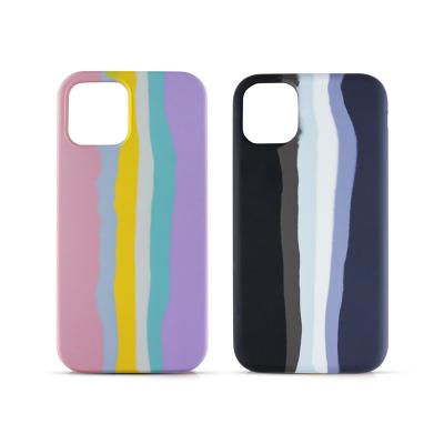 China 2022 Shockproof Waterproof Rainbow Color Cell Phone Cover Cell Phone Cases Soft Silicone Phone Case For Iphone 13 12 11pro Max Series for sale