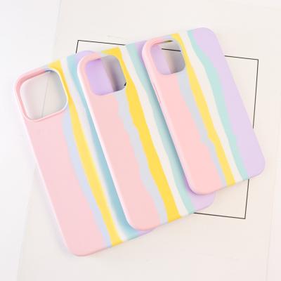 China Shockproof For iPhone 13 Case Original Official Rainbow Silicone Phone Case For iPhone 12 13 pro MAX Soft Protective Covers for sale