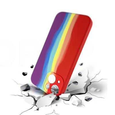 China New Arrival Rainbow Color Shockproof Silicone Phone Case For iPhone 11 pro 12 13 for sale