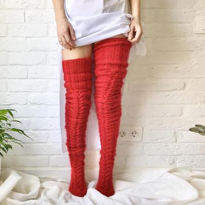 China QUICK DRY Winter Knitted Thick Thigh Socks Ladies Warmer Top Over The Knee Socks For Women for sale