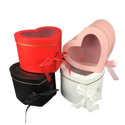 China PVC handmade heart-shaped double gift box with Windows style gift box valentine's day surprise hot elegant box for sale