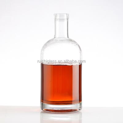 China 750ml Empty Square Wine Whiskey Glass Bottle with Wooden Cap Made of Super Flint Glass for sale