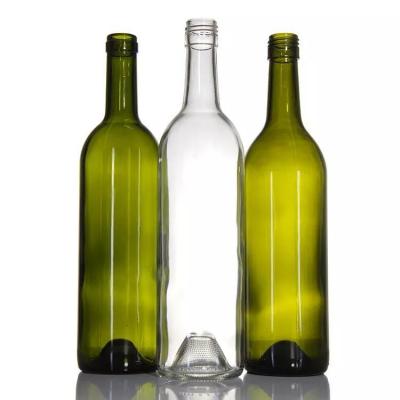 China 410 g Antike Grüne Bordeaux Flasche 750 ml Glas Traubenwein Flaschen mit Kragenmaterial zu verkaufen