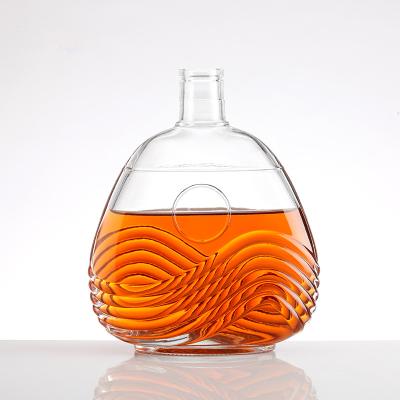 China Super Flint Glass 500ml Transparent Empty Liquor Bottle for Luxury Glass Whisky Bottles for sale