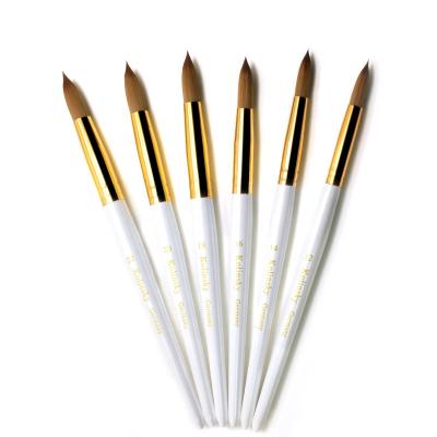 China Professional NAIL OEM Logo Custom Wood Handle Acrylic Kolinsky Nail Brush For Nail Beauty for sale