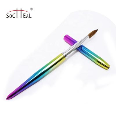 China Durable High Quality Rainbow Shade Nail Brush Colorful Nail Art Brushes For Nail Art for sale