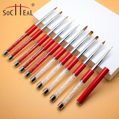 China Durable High Quality Red Handle with Red or White Faux Stone Nail Art Brush for sale