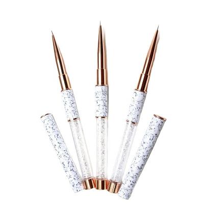 China Durable 3pcs Rose Gold Rod With Diamonds White Coating Oval Flat Nail Extension Set Brush for sale