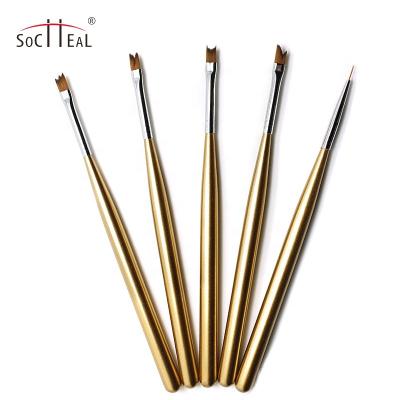 China Durable 2021 Handle Nail Art Flower Brush Petal Drawing Pen Manicure Nail Brush Wood Tool Kit for sale