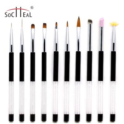 China Durable High Quality Black 10pcs White Diamond Handle Hair Shape Custom Nail Brush for sale