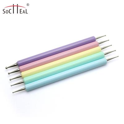 China Hot sale 5pcs colorful handle head nail nail double dotting tool nail decoration tool for sale