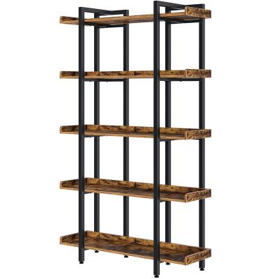 China Modern Rustic 5-Tier Open Shelf Etagere Bookcase For Storage And Display for sale