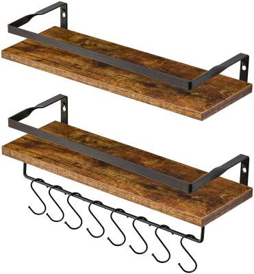 China Modern Set of 2 Brown Wall Mounted Floating Shelves Storage Shelves for sale