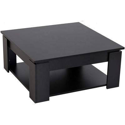 China Modern Black Square Coffee Table with Large Storage Space, Retro Modern Center Table for Home, Simple Coffee Table for Living Room for sale