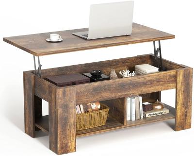 China Modern wood lift top coffee table with storage space, retro wood center table for home, industrial coffee table for living room for sale