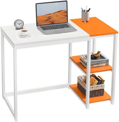 China Modern 40 Inch Computer Desk With 2-Tier Shelves Sturdy Home Office Desk With Large Storage Space for sale