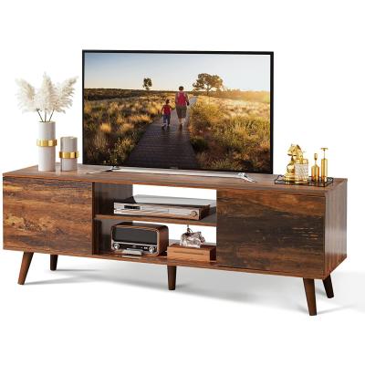 China Modern Entertainment Center with Storage Cabinet and Open Shelves, Industrial Wood TV Stand for 55