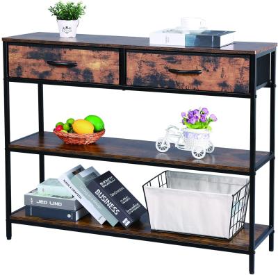 China Modern entryway industrial console table with 2 drawers and shelves for sale