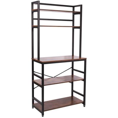 China (Height)Adjustable Wooden Shelf Vintage Storage Shelves Industrial Kitchen Bakers Rack for sale