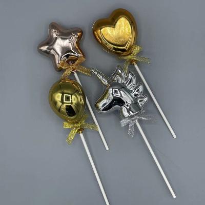 China Decoration Supplies Star Heart Balloon Cake Topper Figures For Birthday Party Cake Decoration for sale